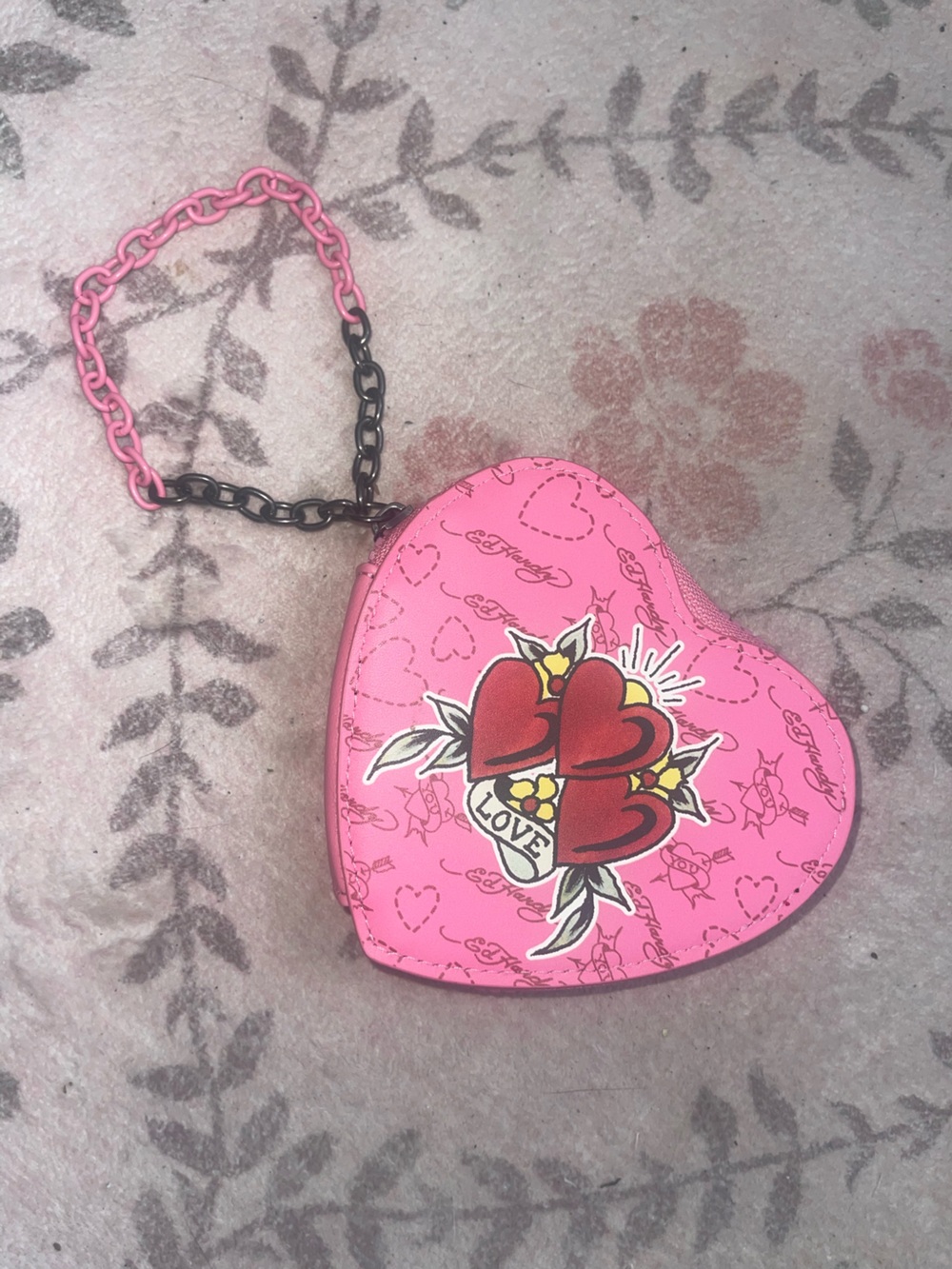 Ed Hardy Pink Heart Hand Bag Pink